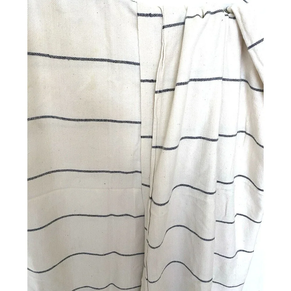 Egyptian Cotton Towel/Throw Lot of 2 Handwoven Off White Black Stripes 62